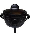 5" Cast iron cauldron w/ lid Triple Moon