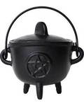 5" Cast iron cauldron w/ lid Pentagram