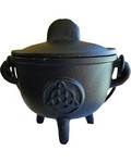 5" Cast iron cauldron w/ lid Triquetra