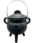 3" Pentagram cast iron cauldron w/ lid