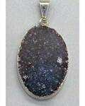 Amethyst Oval silver plated pendant