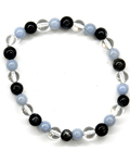 6mm Blk Labradorite, Angelite, Quartz bracelet