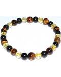 6mm Tiger Eye,Citrine & Touramline, Black bracelet