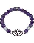 8mm Chevron Amethyst, Quartz, Lotus bracelet