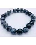 8mm Obsidian, Snowflake bracelet