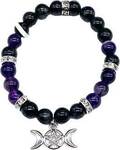 8mm Nuummite, Amethyst, Triple Moon bracelet