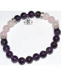 8mm Amethyst & Rose Qtz/ Lotus