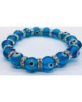 8mm Evil Eye in Aqua bracelet