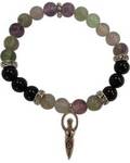 8mm Flourite/ Black Stone Goddess Bracelet