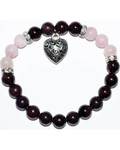 8mm Garnet/ Rose Quartz with Heart