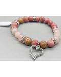 8mm Rhodonite/ Rose Quartz with Heart