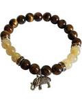 8mm Tiger Eye/ Rutilated Quartz with Elephant