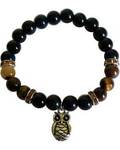 8mm Blue & Yellow Tiger Eye with Owl