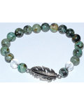 8mm Turquoise/ Quartz with Feather