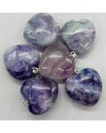 (set of 6) 1" Fluorite, Rainbow heart