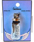Angelite Chips in Bottle with Angel Wing necklace