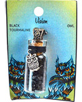 Black Torrmaline Chips in Bottle with Owl necklace