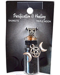 Shungite Chips in Bottle with Triple Moon necklace