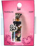 Torrmaline Chips in Bottle with Heart necklace