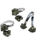 (set of 3) adjustable Pyrite rings