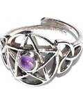 Pentacle amethyst adjustable ring