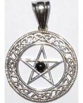 Pentacle black obsidian pendant