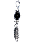 Feather pendant with black onyx bead