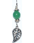 Leaf pendant with green aventurine bead