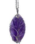 2" oval Tree of Life Amethyst necklace