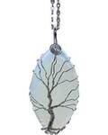 1 3/4" oval Tree of Life White Opalite necklace