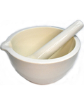 7" Mortar/Pestle white ceramic