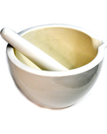 9" Mortar/Pestle white ceramic