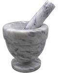 4" White Marble Mortar and Pestle Set