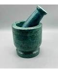 4" dia X 4" Green Marble mortar & pestle set