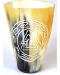 4" Norse Valknut buffalo horn mug