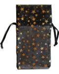 3" x 4" Black Organza Pouch with Gold Stars
