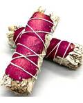 4" White Sage & Rose Petal smudge stick