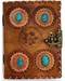 4 Turquoise Stones leather blank book w/ latch
