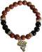 8mm Gold Sandstone (synthetic)/ Black Onyx with Fish bracelet