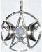 Triple Goddess Pentagram Moonstone sterling 11/16"